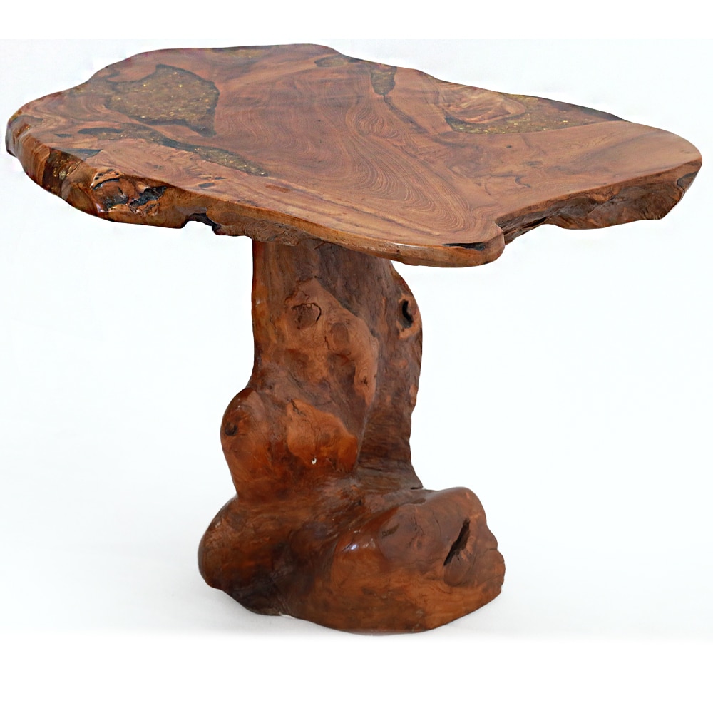 Singaraja River-Table: Teakfa arannyal színezett gyantával, 90 × 60 cm