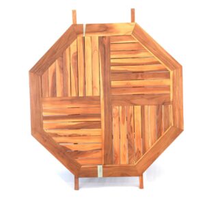 Összecsukható asztal, hexagonális teakfából