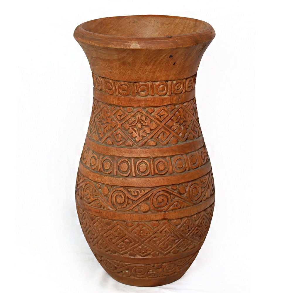 faragott váza, kicsi, barna, 50cm