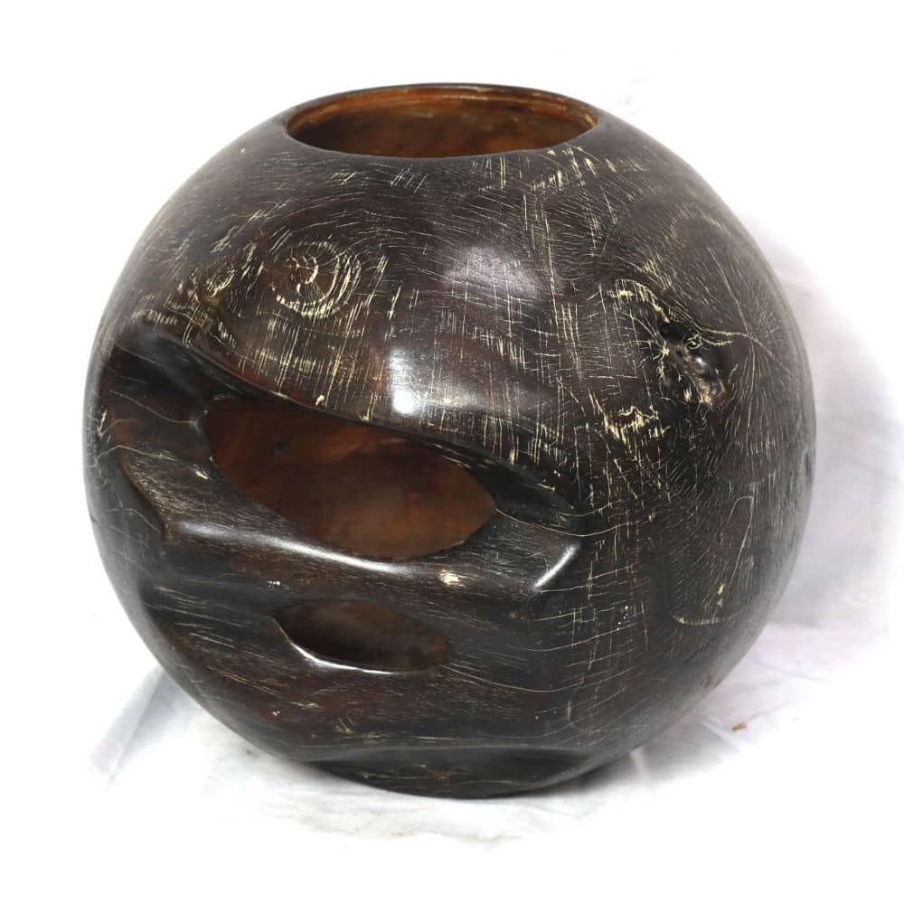 Gömb alakú váza, fekete, design, 35cm