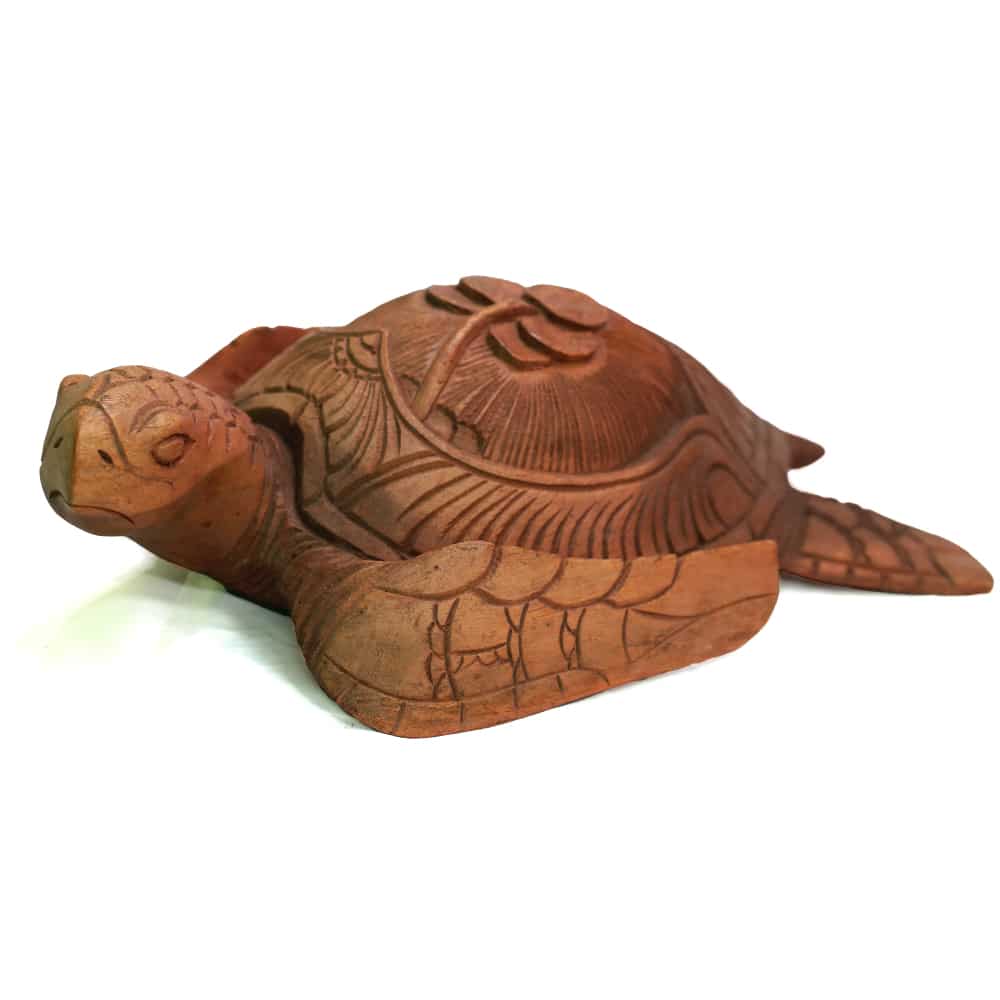 Teknős, virág a hátán, világosbarna, 40cm