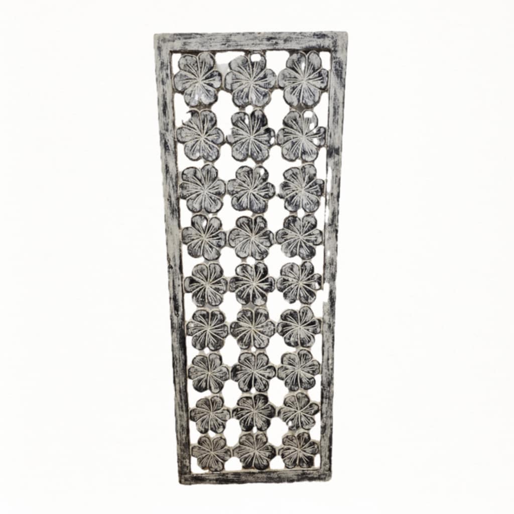 Plumeria fali panel: MDF, áttört kidolgozás, 100 × 40 cm
