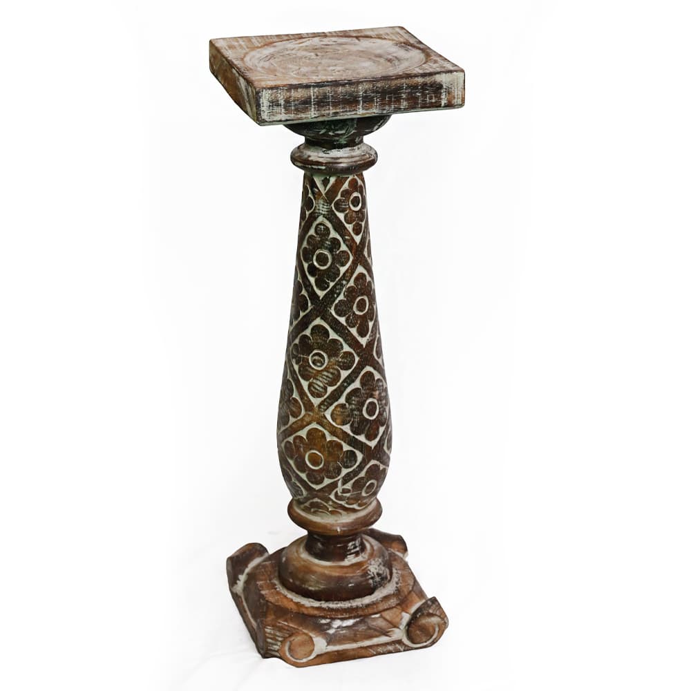 Virágállvány, sötétbarna, Bali minta, 60cm