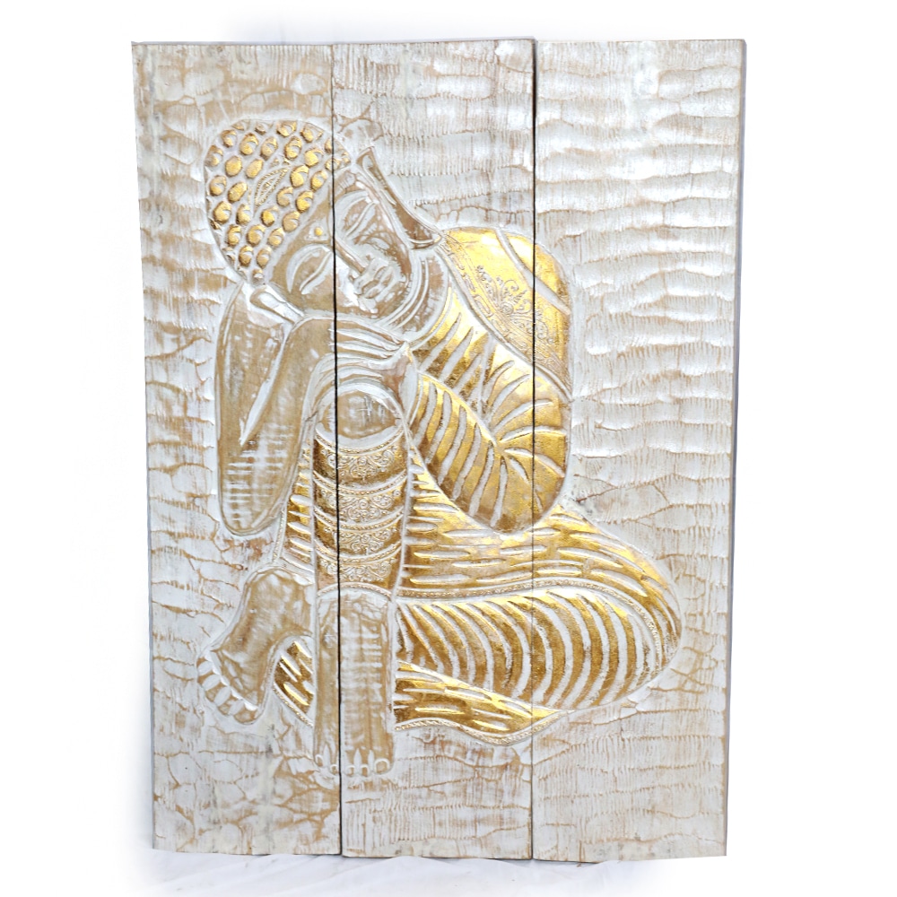 impozáns Buddha fali dombormű, 3 részes, 100x60cm