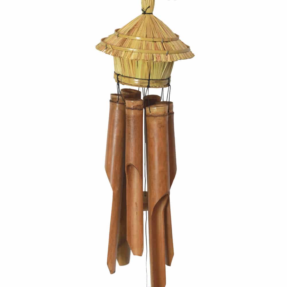 Bambusz szélcsengő tetővel, 30cm