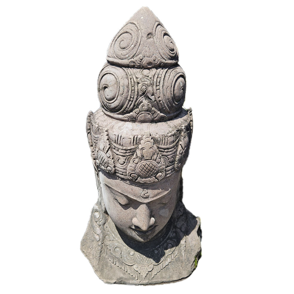 Ékszeres női fej, tipikus balinéz design, kb. 60cm Riverstone