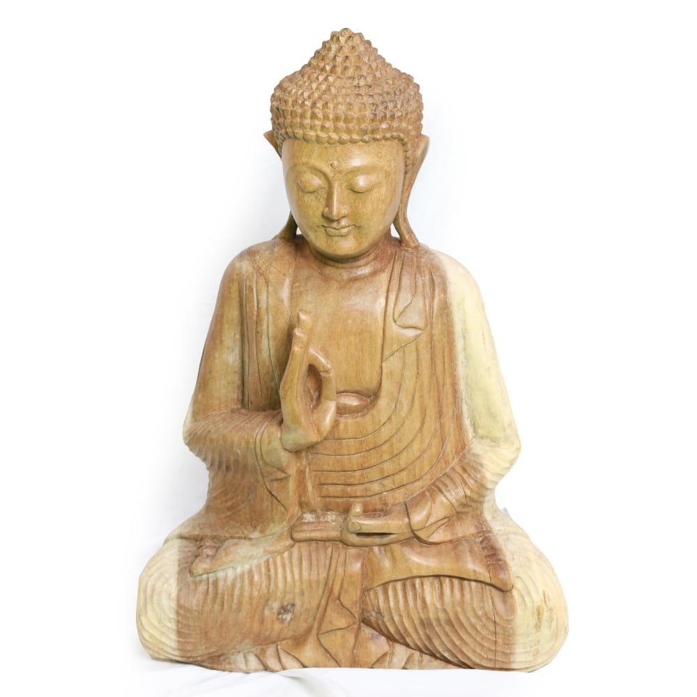 Ülő Buddha, natúr, 65x40cm
