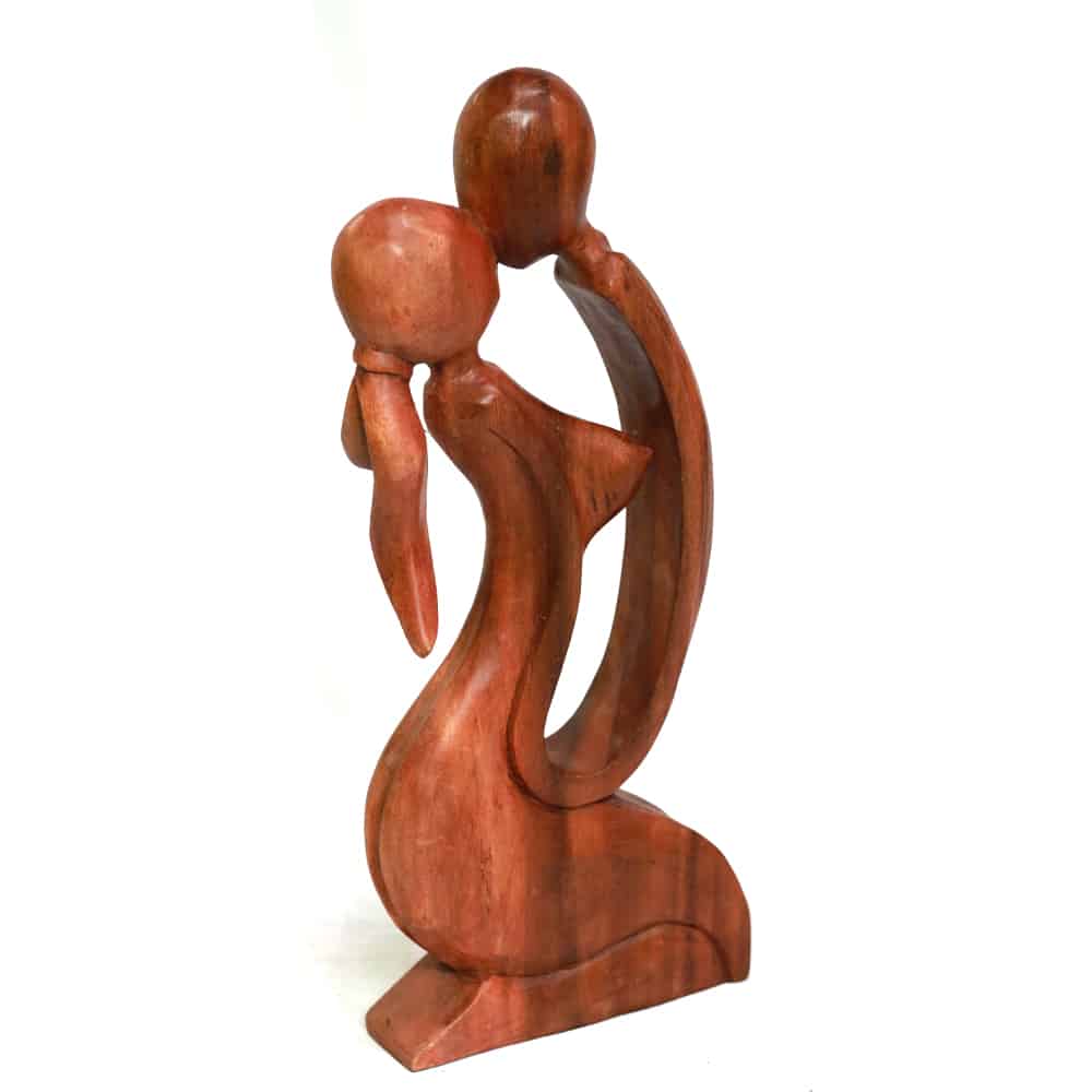 Asmara szobor „A csókolózók”: Teakfa, 38 cm