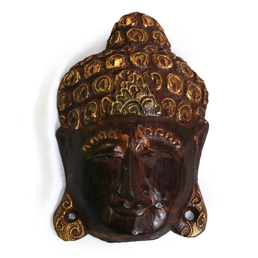 Buddha fali dekoráció, 20cm, sötétbarna
