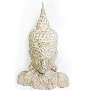 Buddha váll, álló dísz, dekoráció, 88x60cm, white-washed