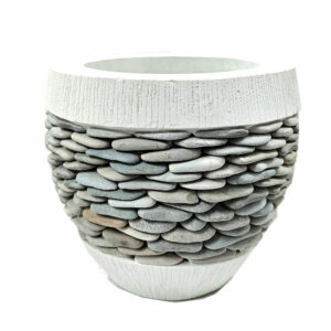 Virágcserép takaró, kövekkel, zöld, 29cm átmérő