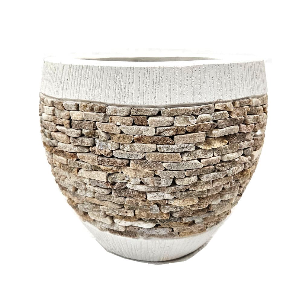 nagy virágedény, természetes kövekkel, 29cm átmérő