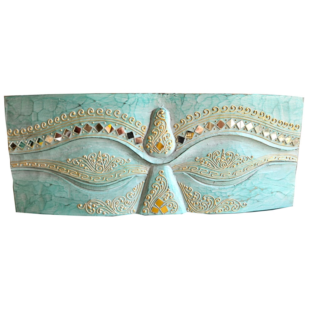 Matajiwa Buddha-szemek, türkiz mozaikkal, 50 × 20 cm