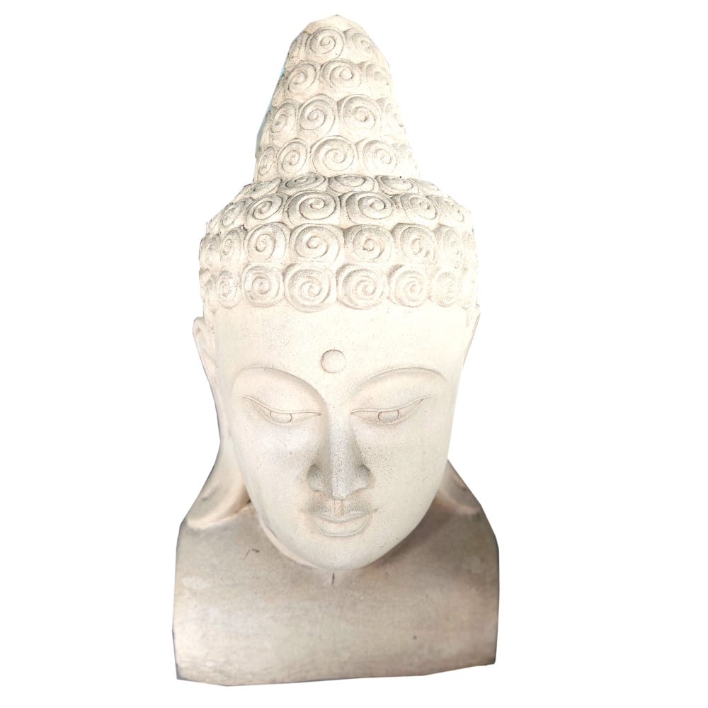 Kedamaian Buddha-fej, mészkőből, 60 cm