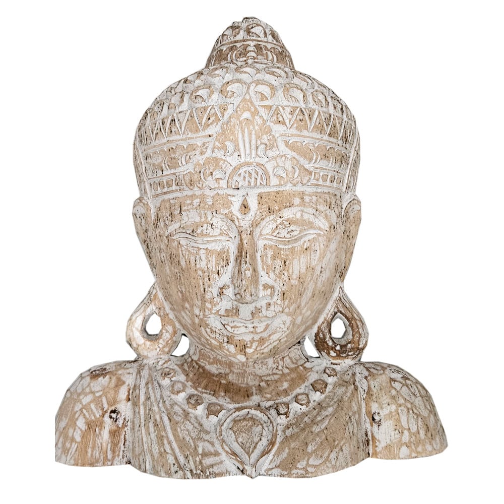 Lembut Buddha-váll Albesiából, white-washed, 40 cm