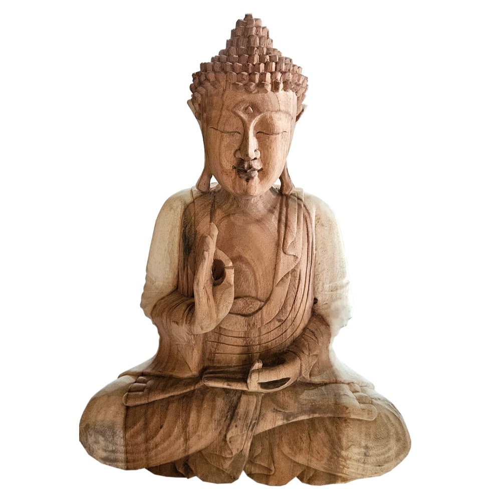 Sinar Buddha, 60 cm – Suarfából, a tanítás mudrája