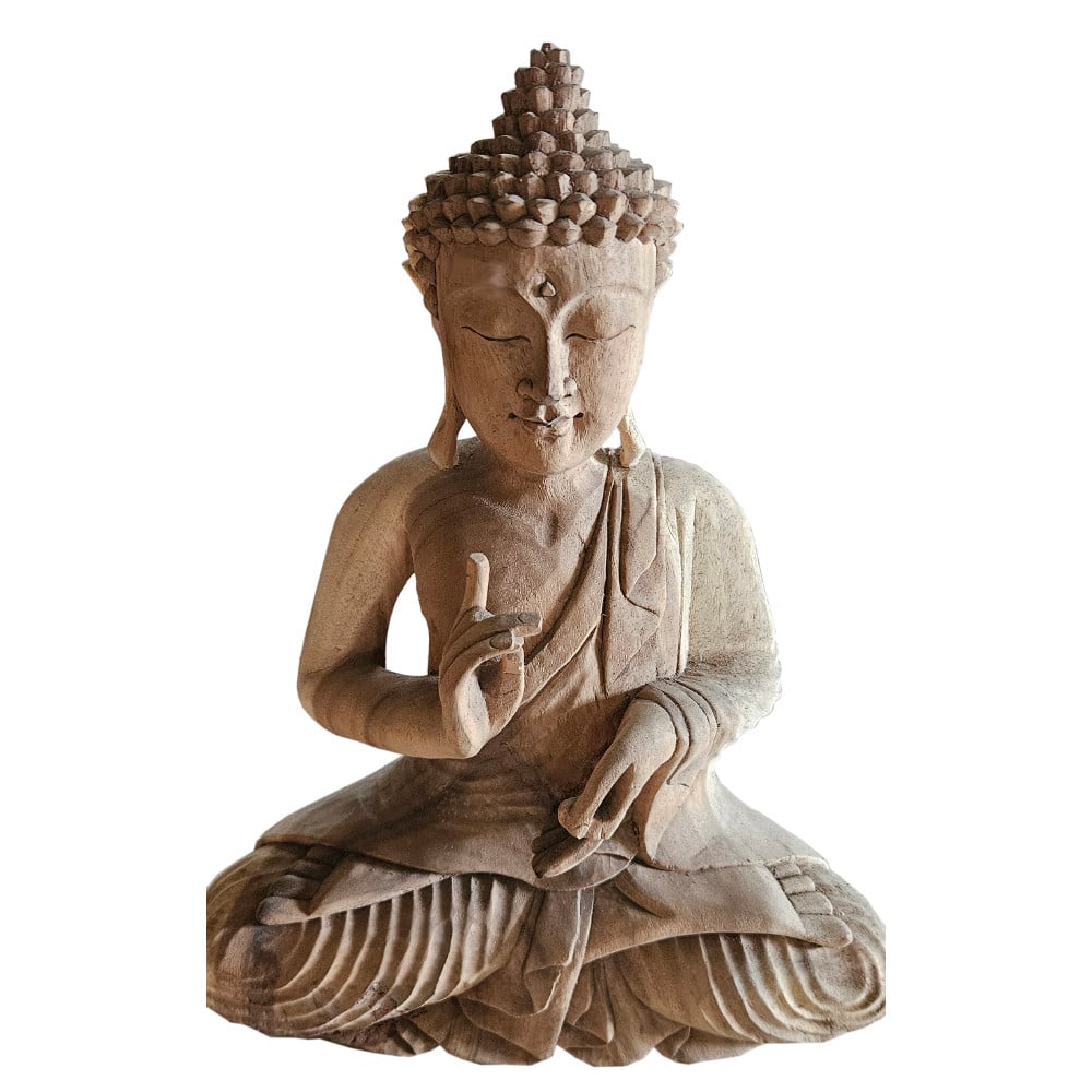 Sinar Buddha, 50 cm – Suarfából, a tanítás mudrája