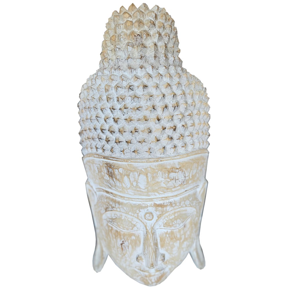 Buddha fali maszk "alvó Buddha", 60x30cm, white washed