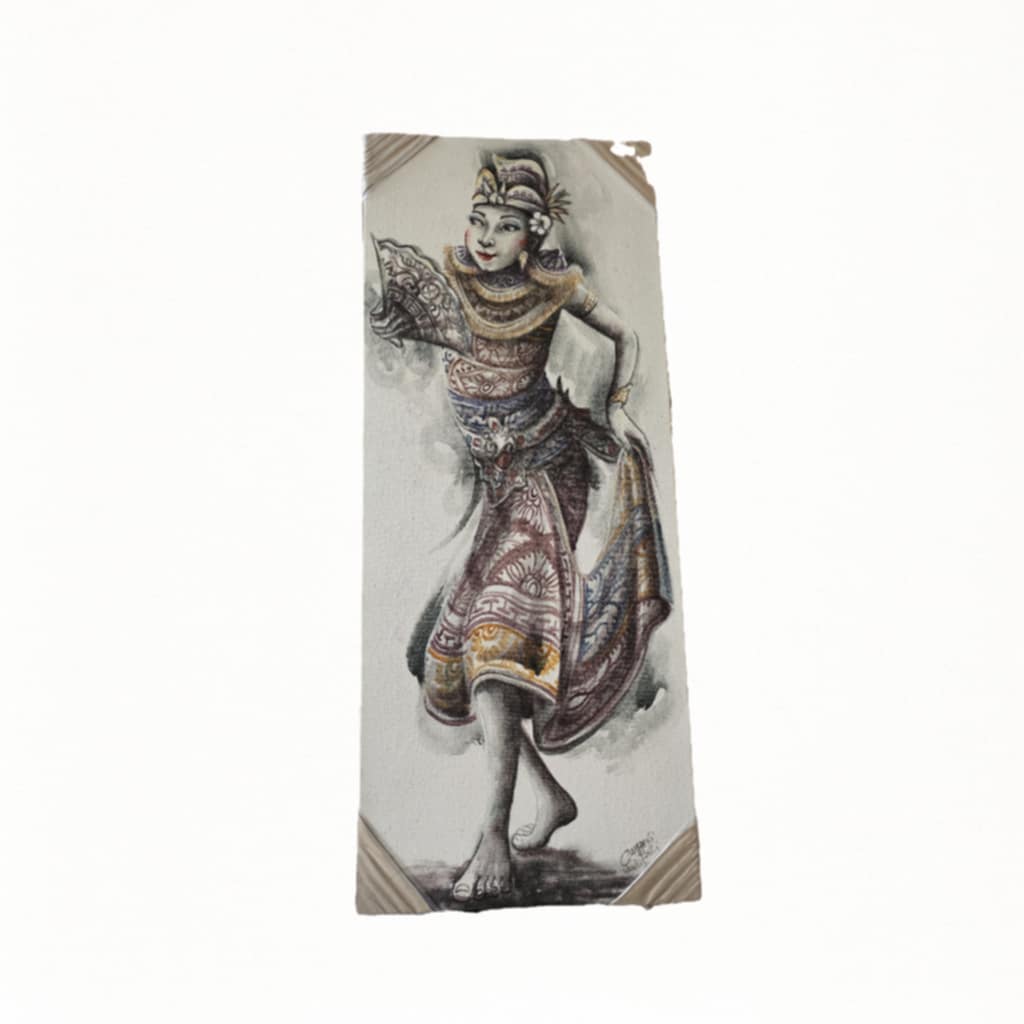 Legong Kirana falikép: Kézzel festett vászonra, 40 x 30 cm