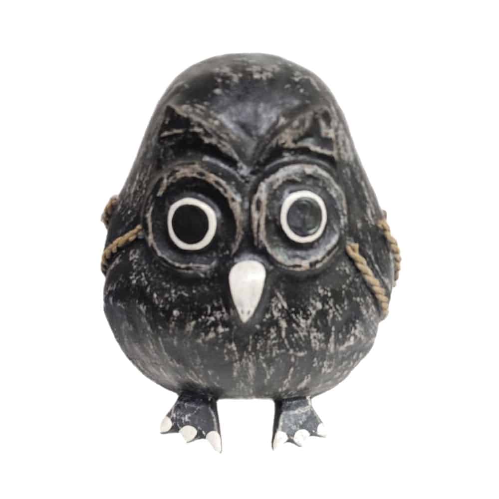Lita kókuszdió bagoly, kb. 20 cm, fekete