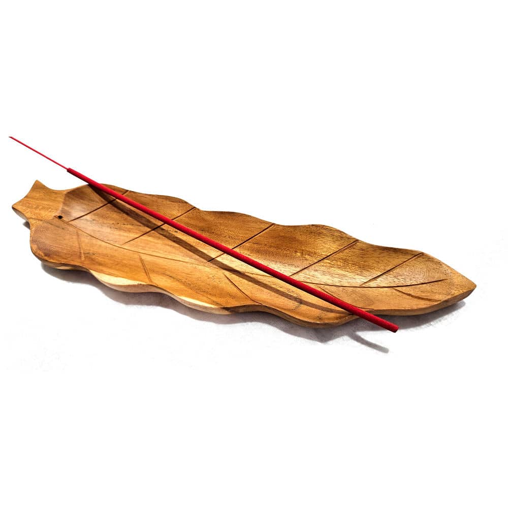 Levél formájú füstölőpálca-tartó, 27x6cm