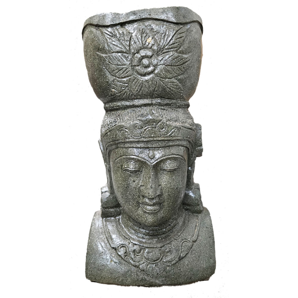 Lady tálcával balinéz Greenstone-ból, 60cm
