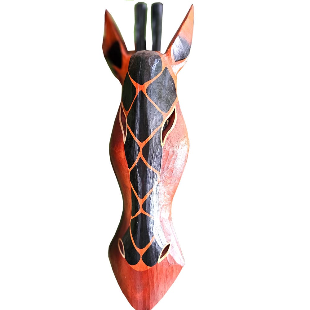 Jerapah falimaszk zsiráf: kézzel faragott Albesia, 60 cm