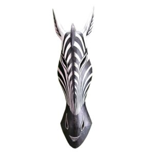 Zebra falimaszk: kézzel faragott Albesia, fekete-fehér, 60 cm