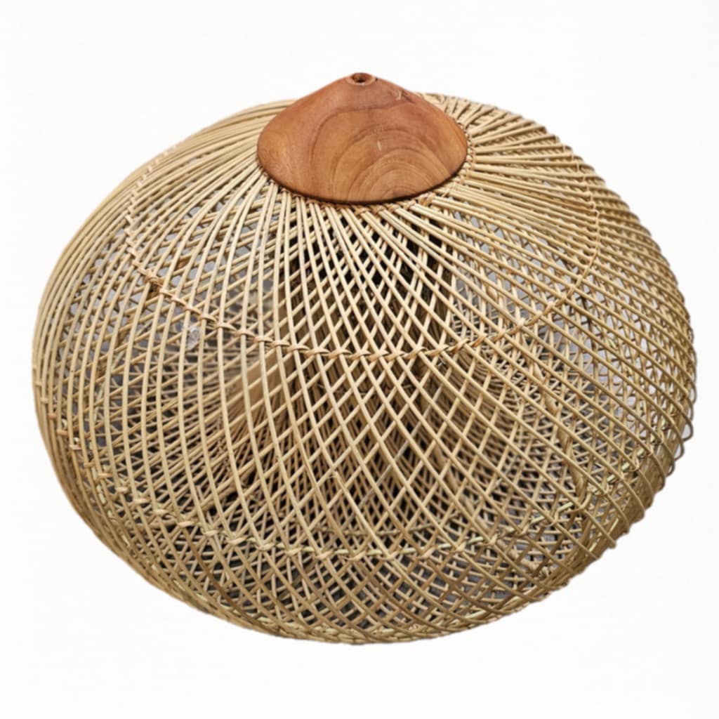 Mentari Rattan lámpaernyő teak részlettel, Ø 50 cm
