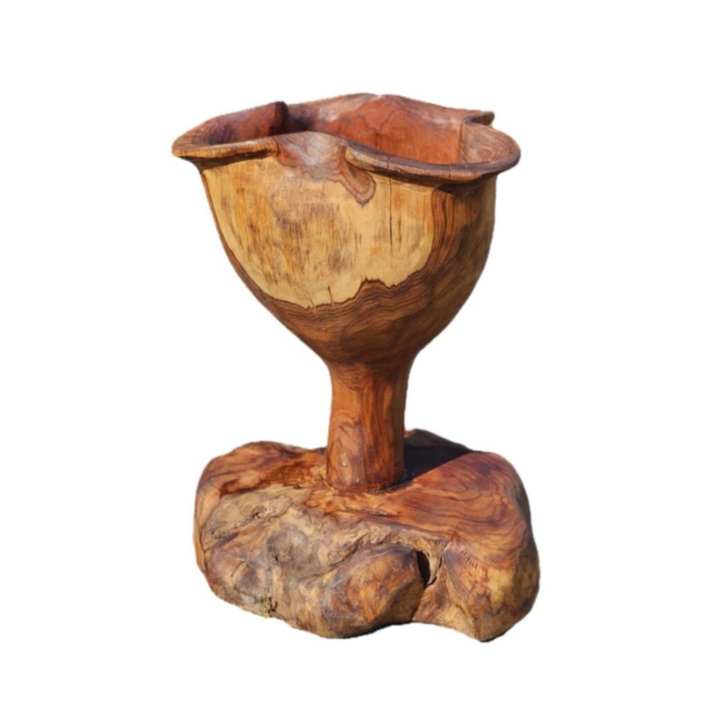 Kembang virágkelyhe természetes Suar fából, 50 cm