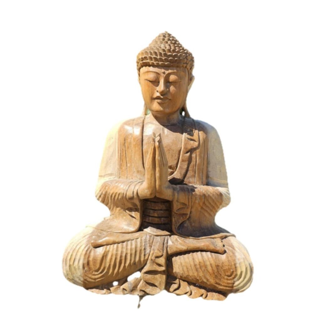 Santika Buddha figura Suarfából, 60 cm – a béke formába öntve