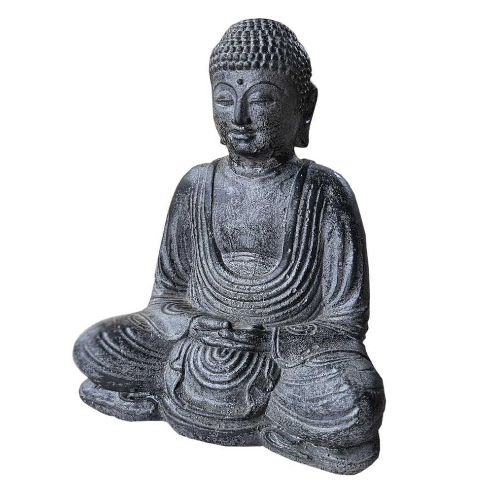 Dhara Buddha szobor, Betonguss, 20 cm, fehér-arany, barna vagy szürke színben