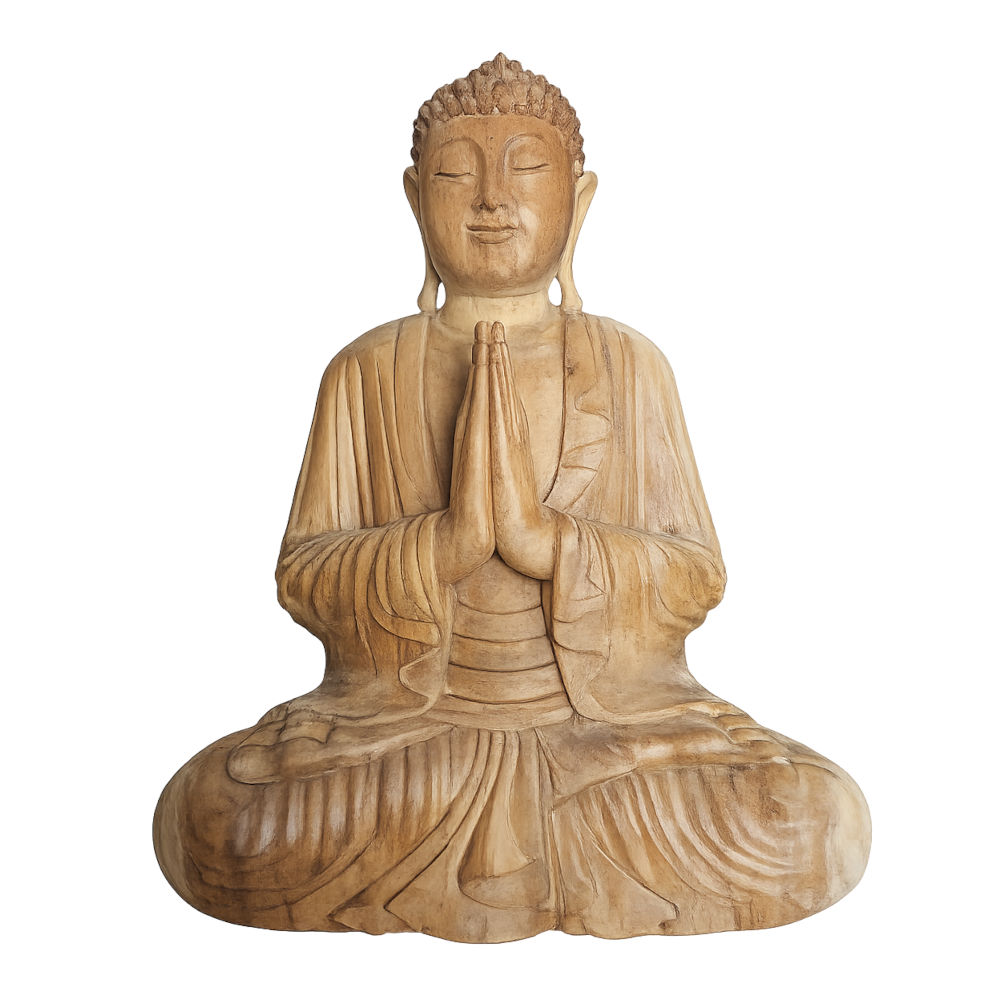 Namaste Buddha természetes faoptikában, 40 cm