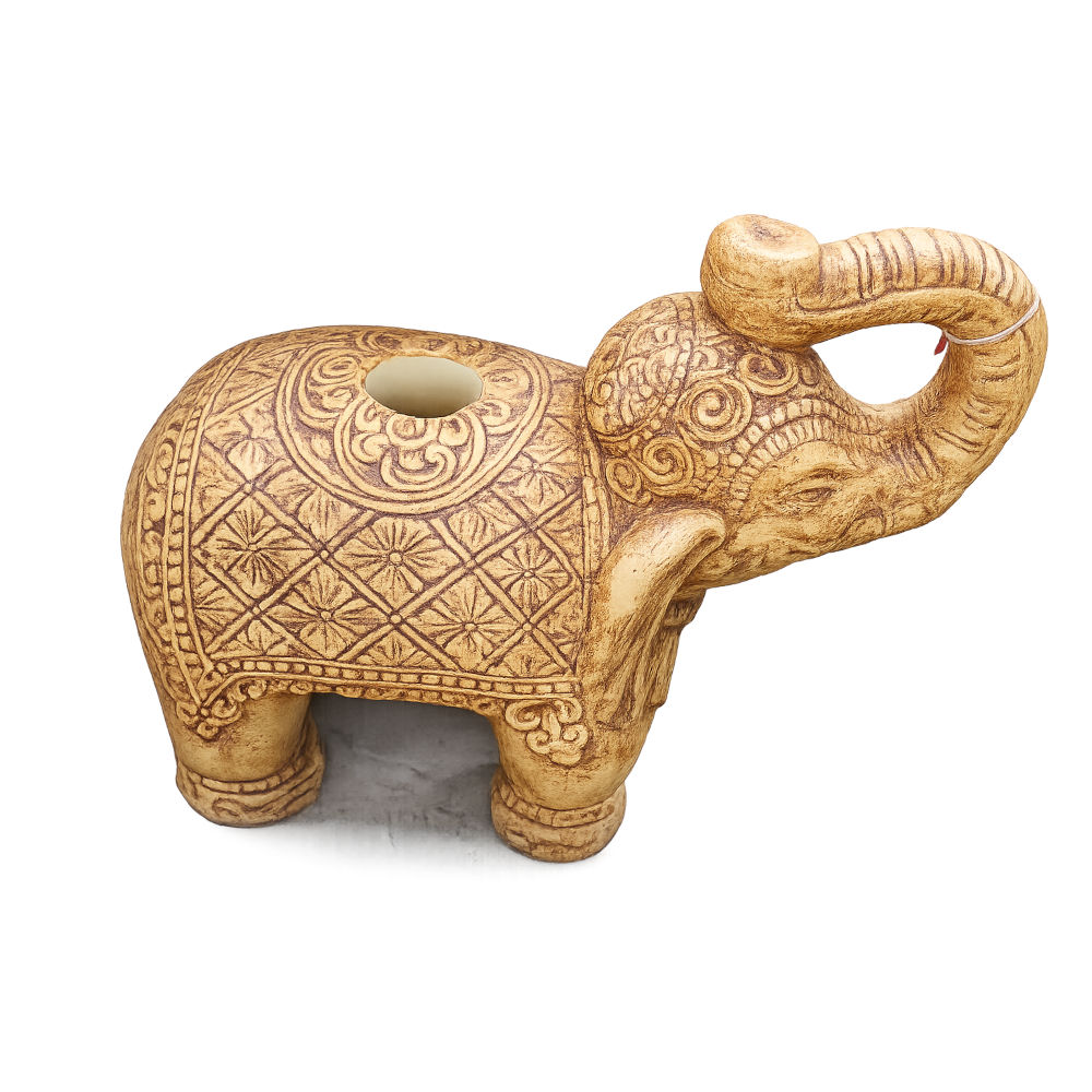 Gajah Surya elefánt formájú napernyőtartó, aranybarna, kb. 25 kg